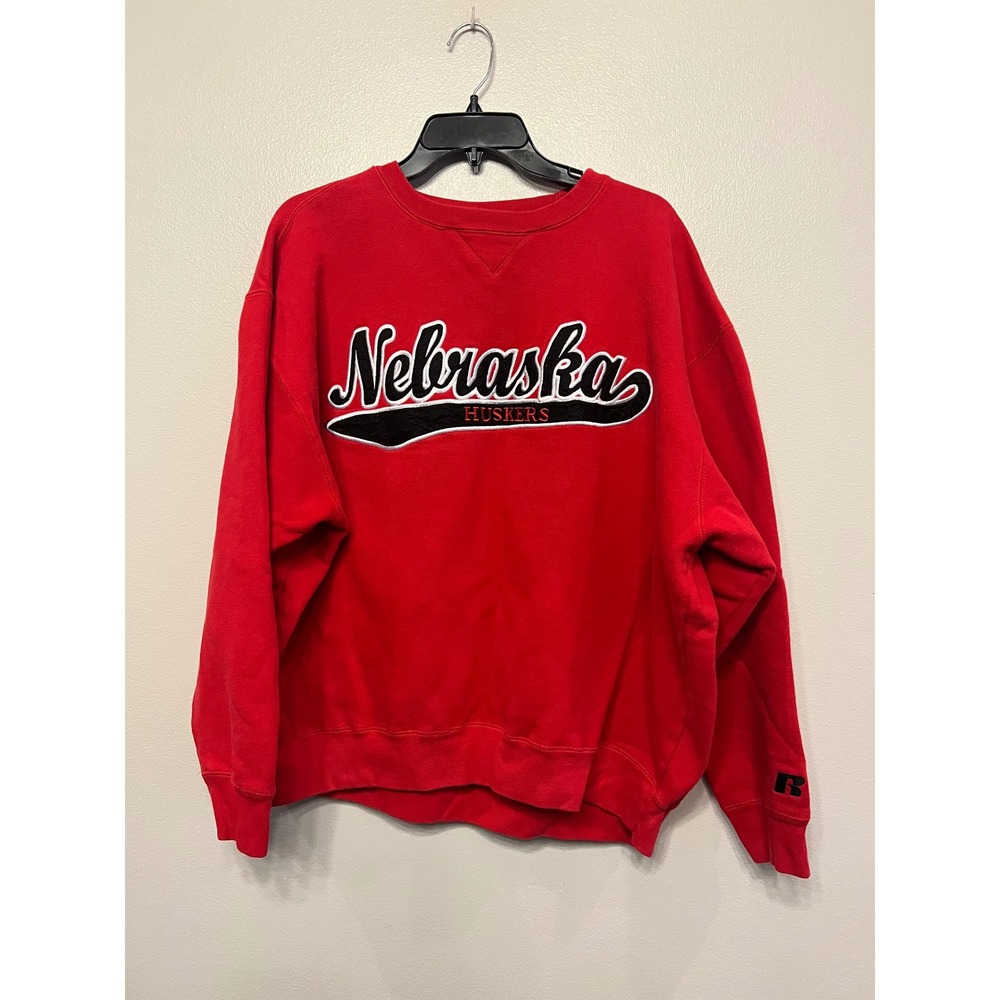 Vintage Russell Athletic Nebraska Huskers Sweatshirt XL Red Pro Cotton 90s Crew